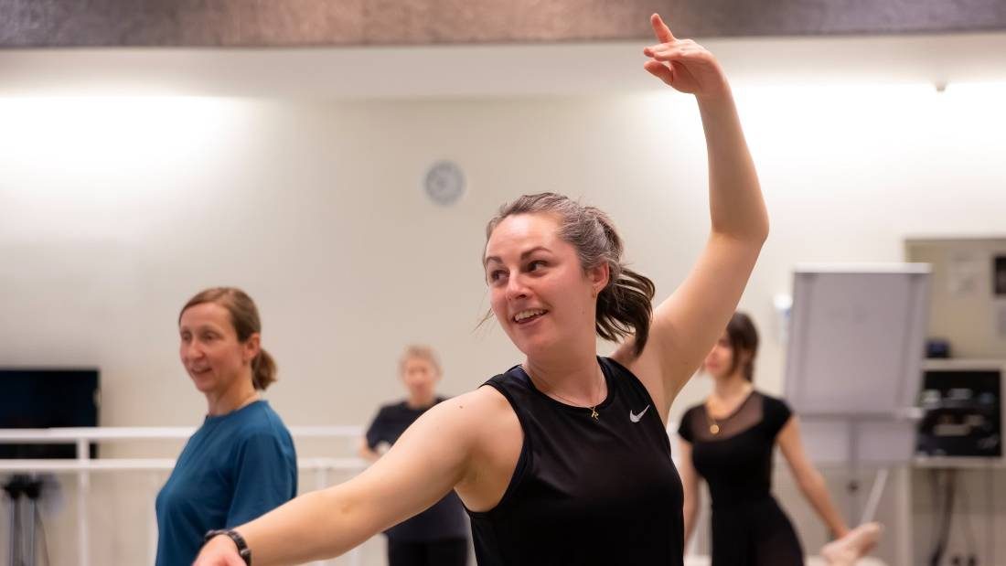 Ballet dancer during ballet level 1 class
